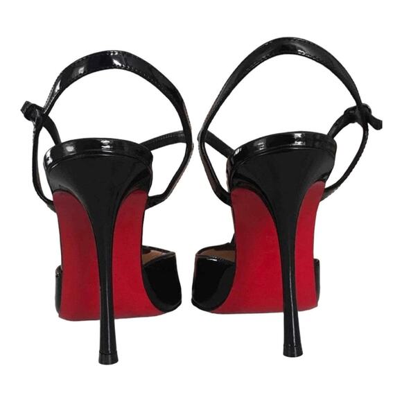 CHRISTIAN LOUBOUTIN | Me Pam 100 Black Patent Ankle Strap High Heel Size 36.5 - Picture 5 of 10